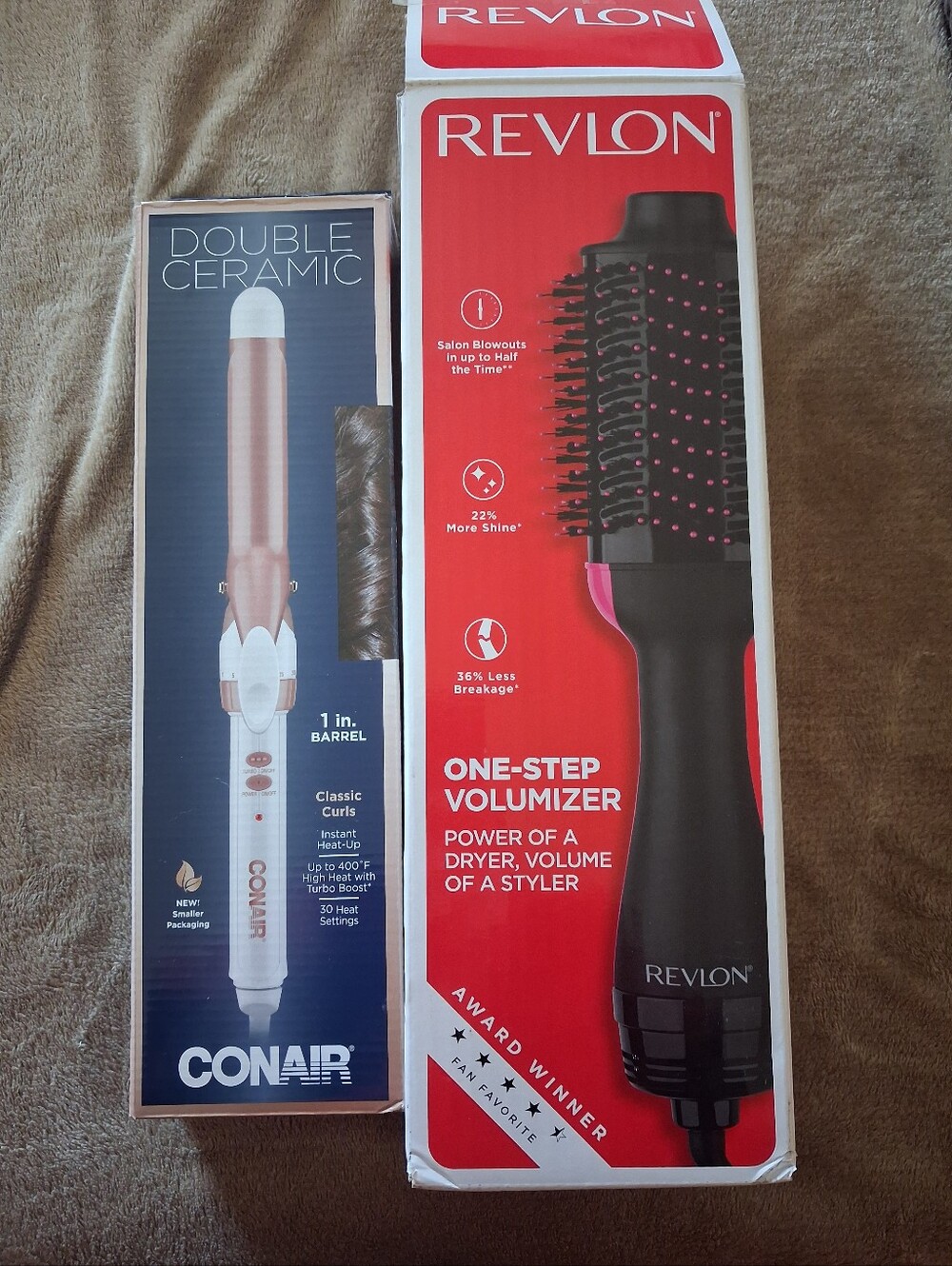 Revlon One-Step Volumizer Hair Dryer and Conair Curling iron 1" Duo